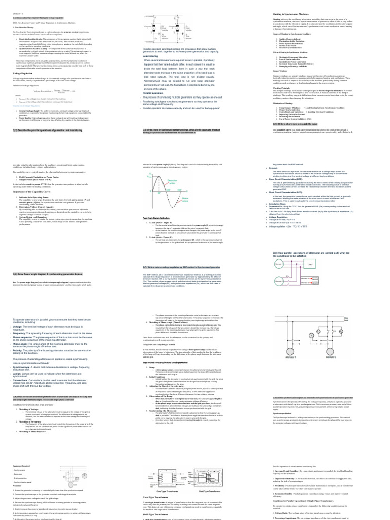 Two-Reaction Theory & Voltage Regulation | PDF | Transformer ...