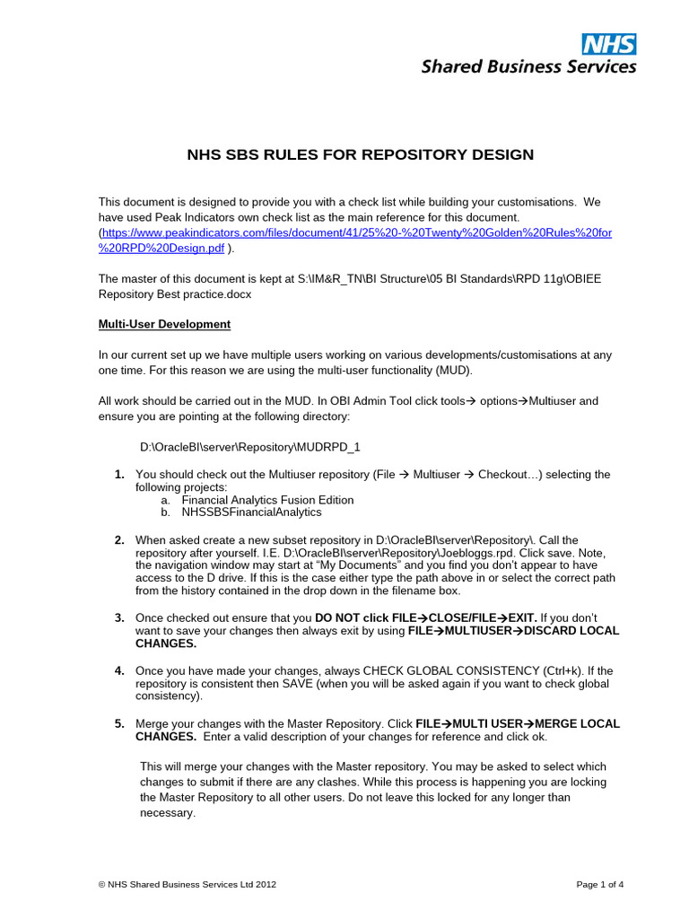NHS SBS Repository Design Guidelines | PDF | Computing | Data Management