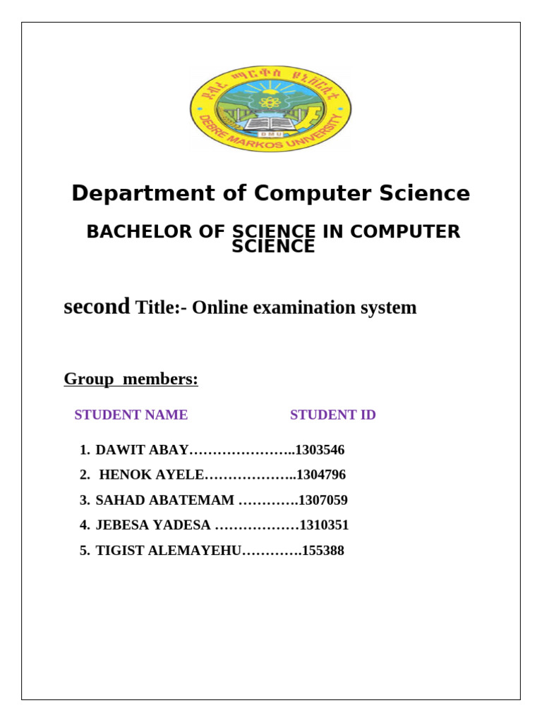 Online Examination System for Debre Markos | PDF | Standardized Tests ...
