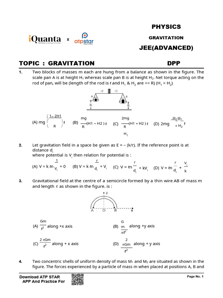 Gravitational Concepts for JEE Advanced | PDF | Weight | Orbit