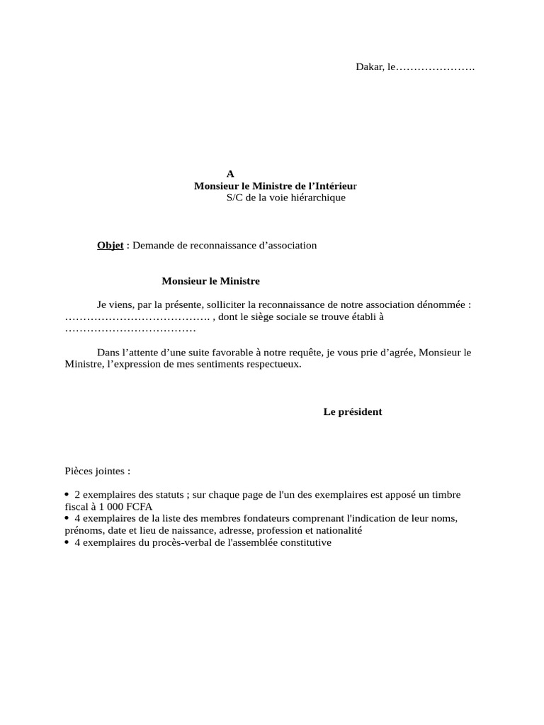 Demande de reconnaissance d'association | PDF