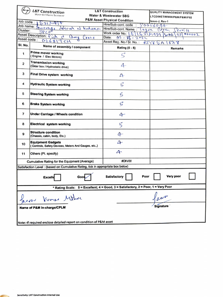 Physical Condition, Statutory, Pre Inspection | PDF | Manufactured ...
