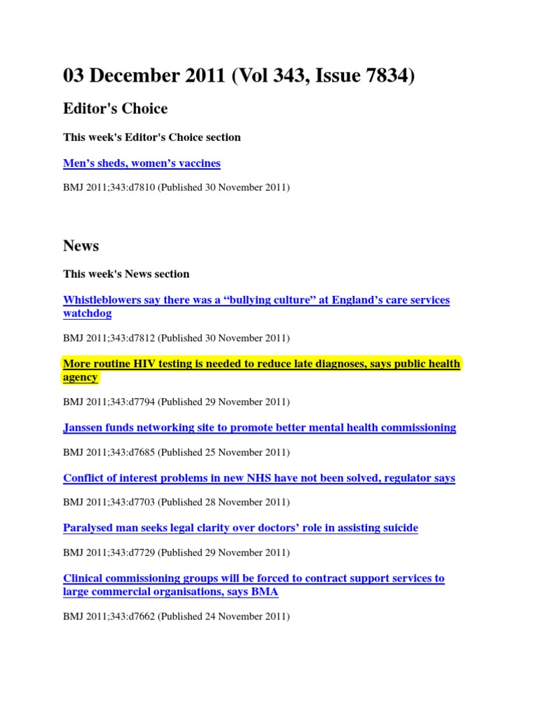 03 December 2011 | PDF | Management Of Hiv/Aids | Randomized Controlled ...