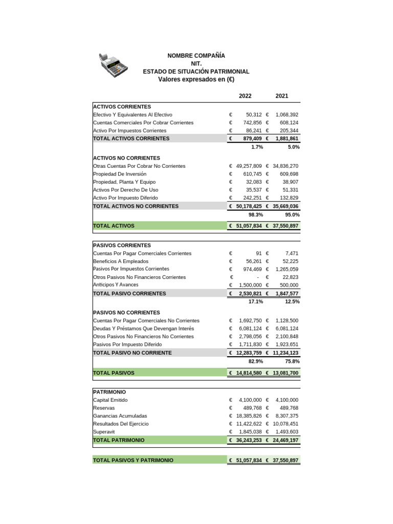 Formato Balance General en Excel | PDF | Hoja de balance | Deuda