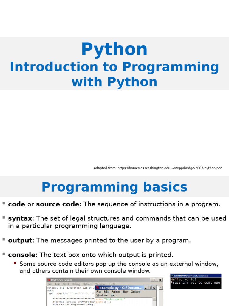 Python Programming Basics Guide | PDF | Computer Program | Programming