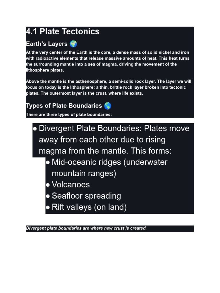 Plate Tectonics and Boundaries | PDF | Soil | Plate Tectonics