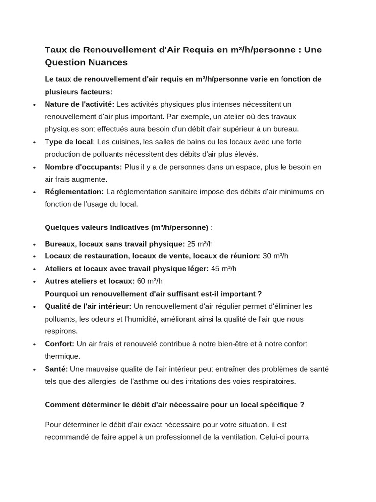 Taux de Renouvellement d'Air Requis | PDF | Ventilation (Architecture ...