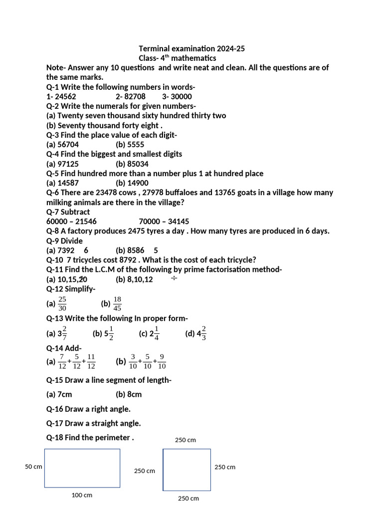 4th Grade Math Exam Guide | PDF