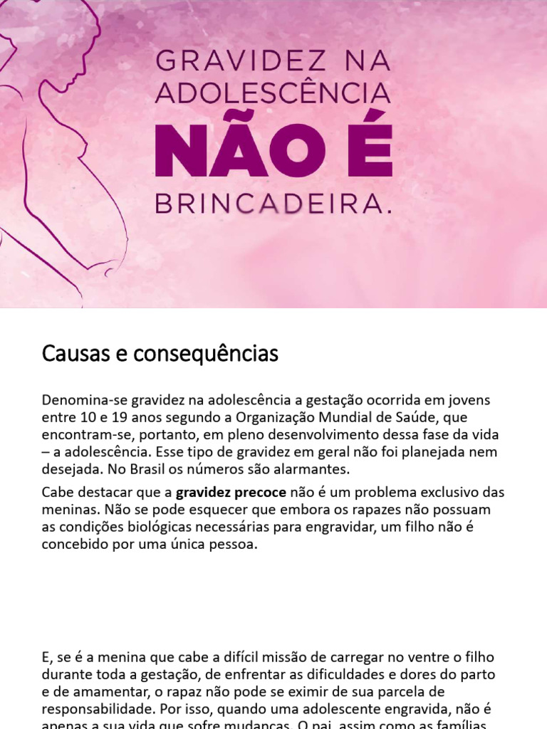 Gravidez na Adolescência: Causas e Efeitos | PDF | Gravidez | Adolescência