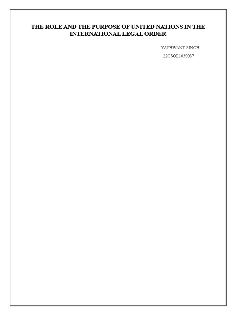 UN's Role in International Law Explained | PDF | International Law ...