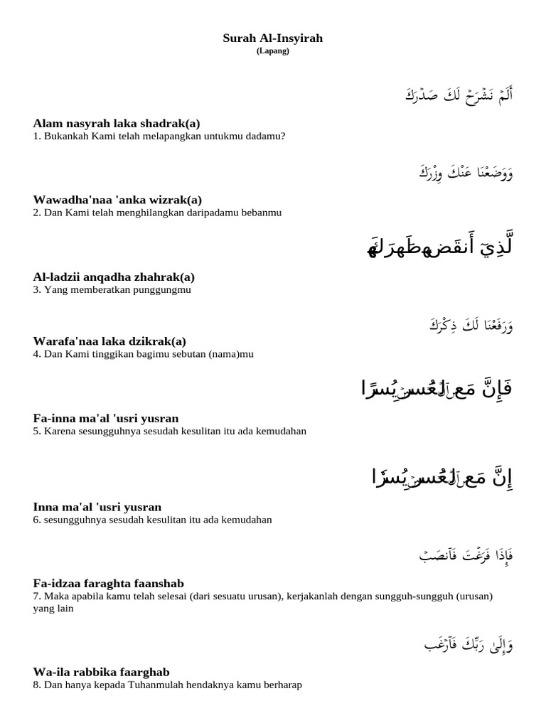 Surah Alinsirah | PDF