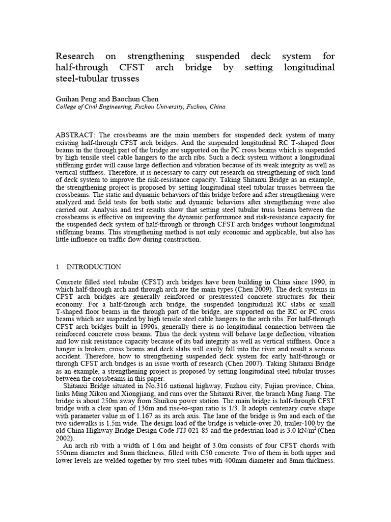 Strengthening CFST Arch Bridge Deck System | PDF | Beam (Structure ...