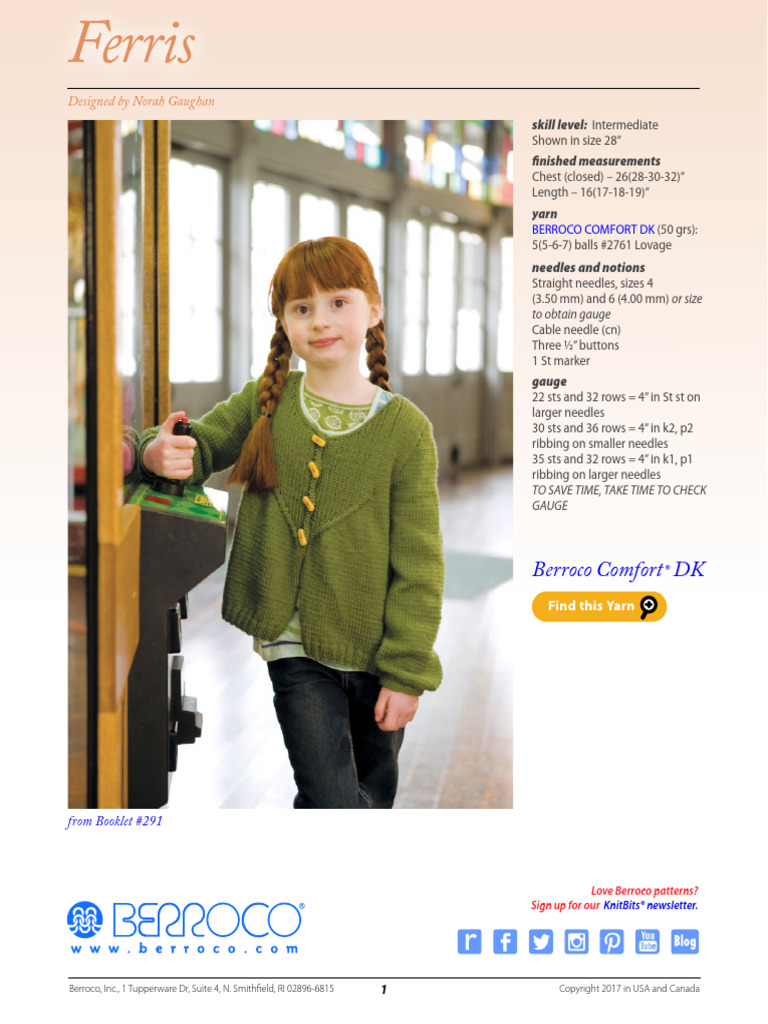 Berroco FreePattern Ferris | PDF | Knitting | Folk Art