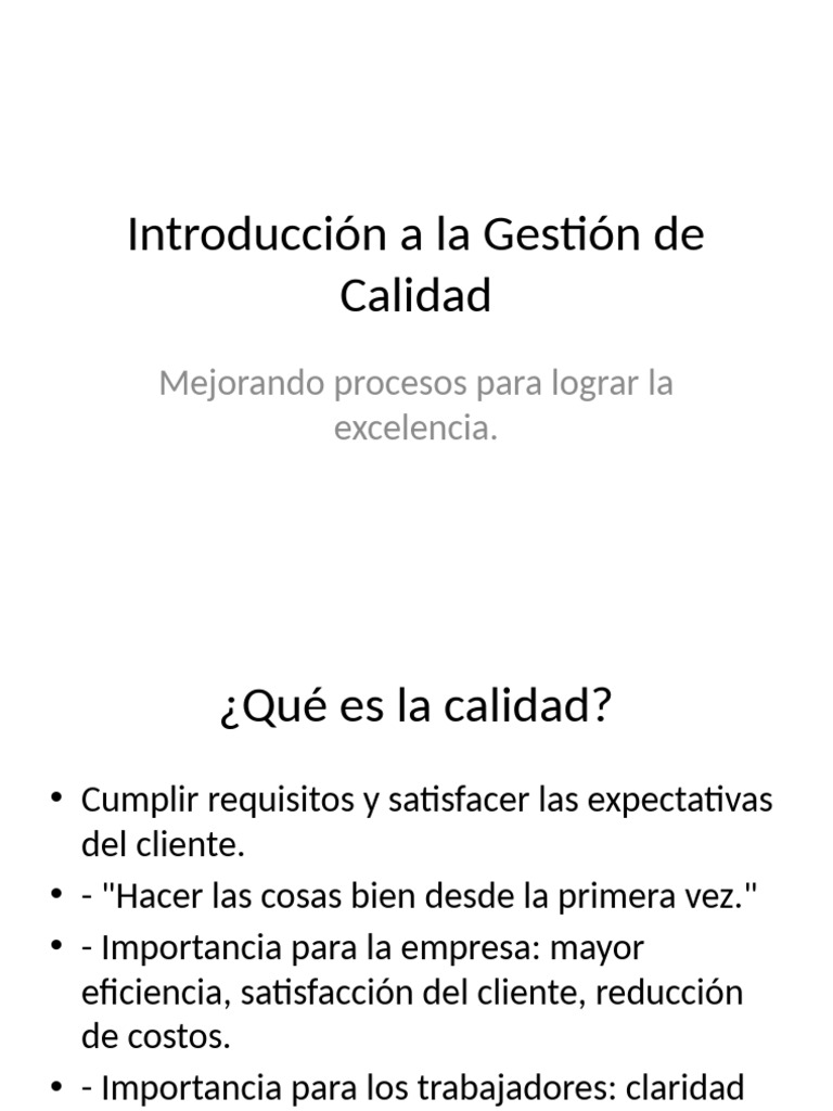 Gestión de Calidad y Mejora Continua | PDF