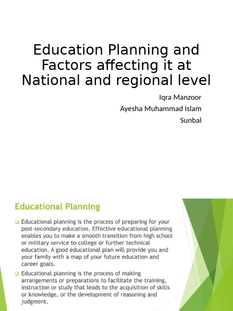 Factors Affecting Education Planning Pdf