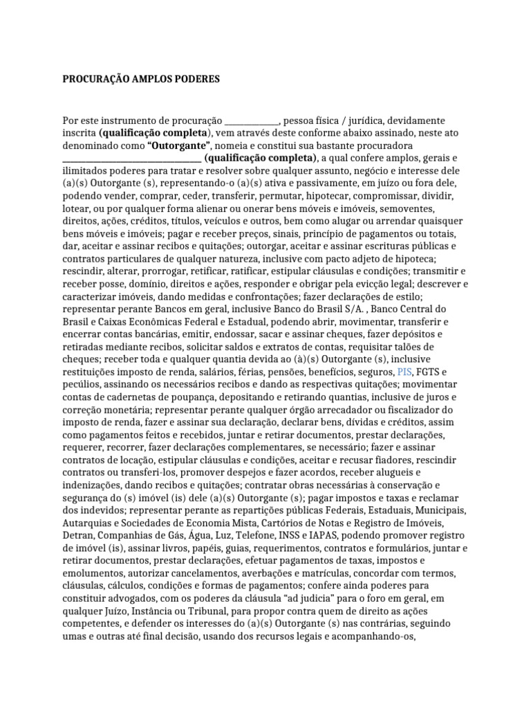 Pdf Modelo De Procura O De Amplos Poderes Simples Dokumen Tips/modelo ...