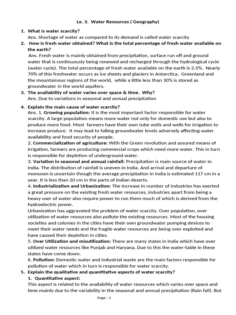 Water Resources 32 T | PDF | Fresh Water | Water Scarcity