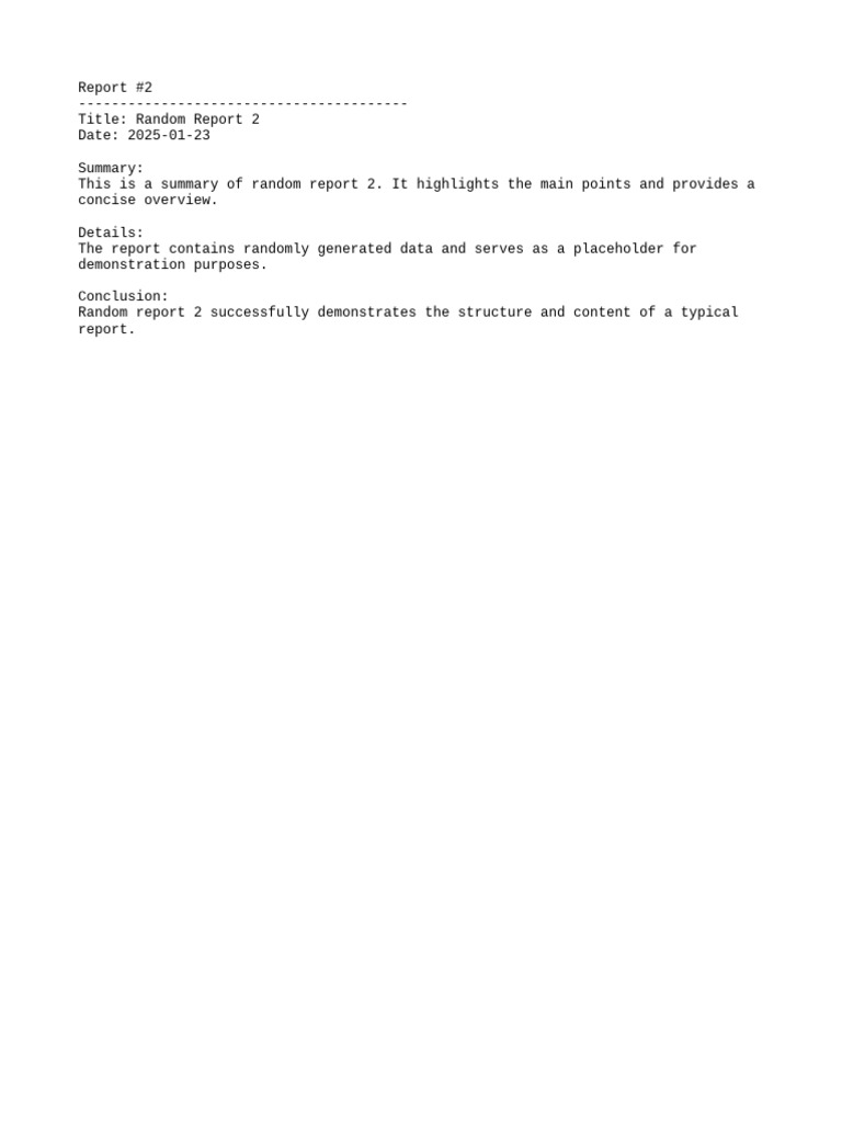 Overview of Random Report 2 | PDF