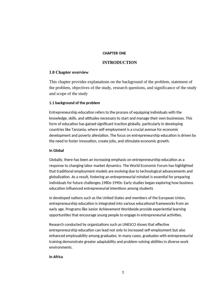 Impact of Entrepreneurship Education in Tanzania | PDF ...