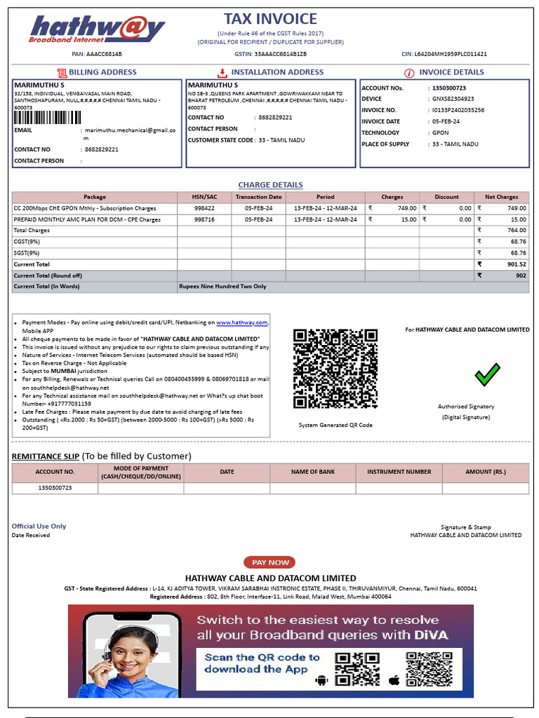 Feb-24 H | PDF | Invoice | Cheque