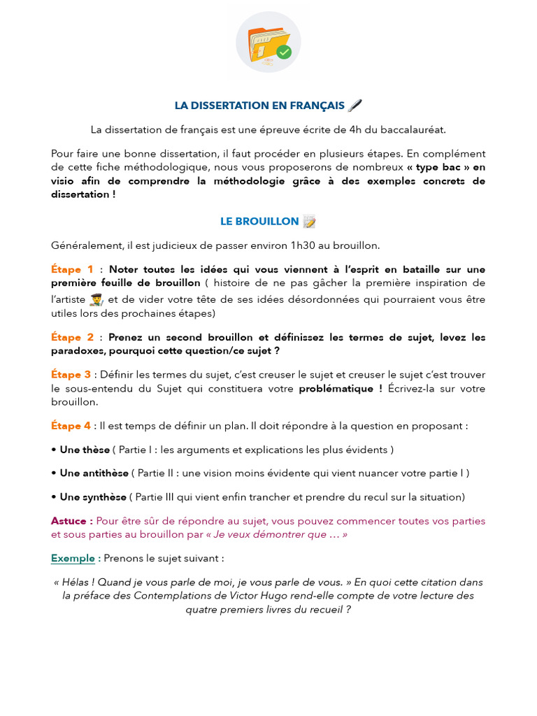 Méthodologie de la Dissertation en Français | PDF