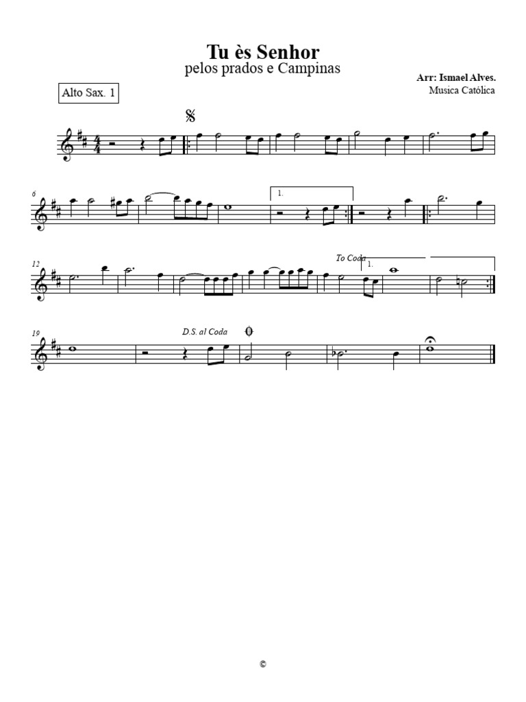 1 Tu Es Senhor Grade Nova Full Score Alto Sax 1 Pdf