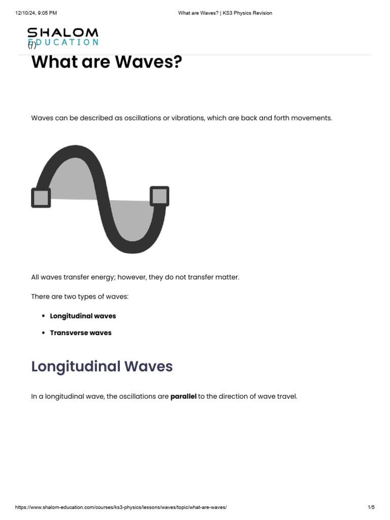 What Are Waves Ks3 Physics Revision Pdf Waves Sound