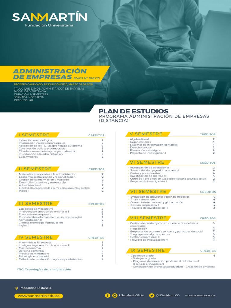 Plan de Estudios Administracion de Empresas Distancia | PDF | Business ...