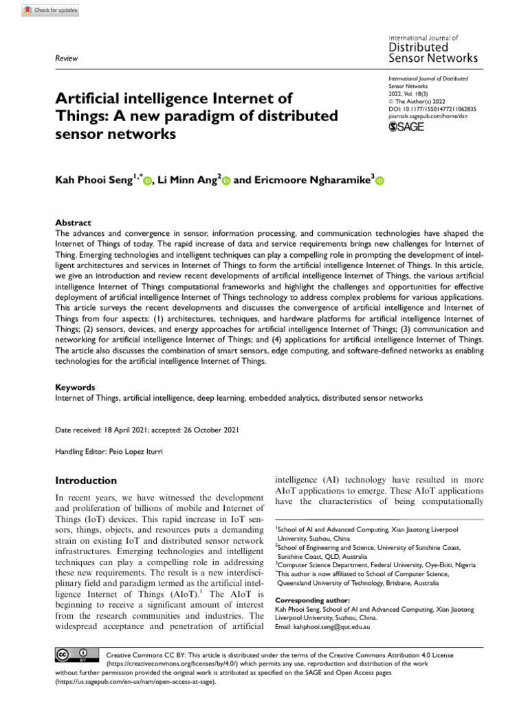 Artificial Intelligence Internet of Things A New P | PDF | Internet Of ...