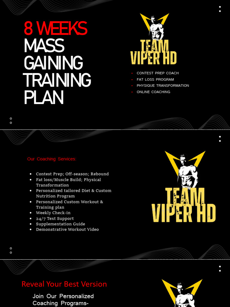 8-Week Bodybuilding Training Plan | PDF | Weight Training | Physical ...