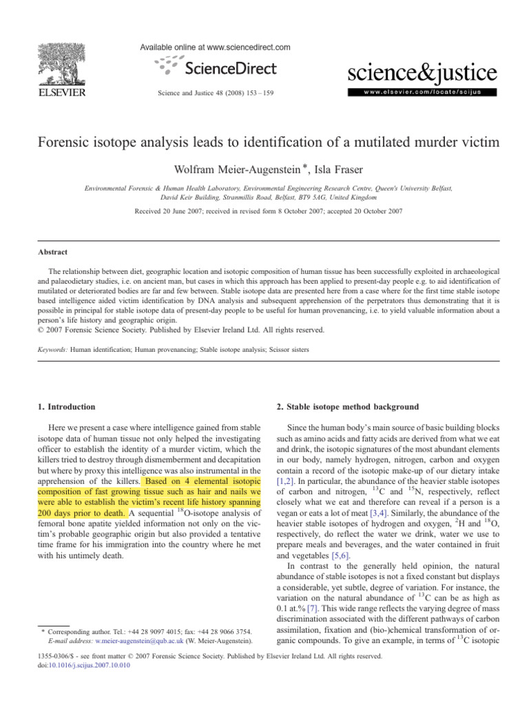 Forensic Isotope Analysis Leads To Identification of A Mutilated Murder ...