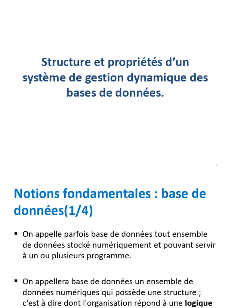 Gestion dynamique des bases de données | PDF | Bases de données | Base ...