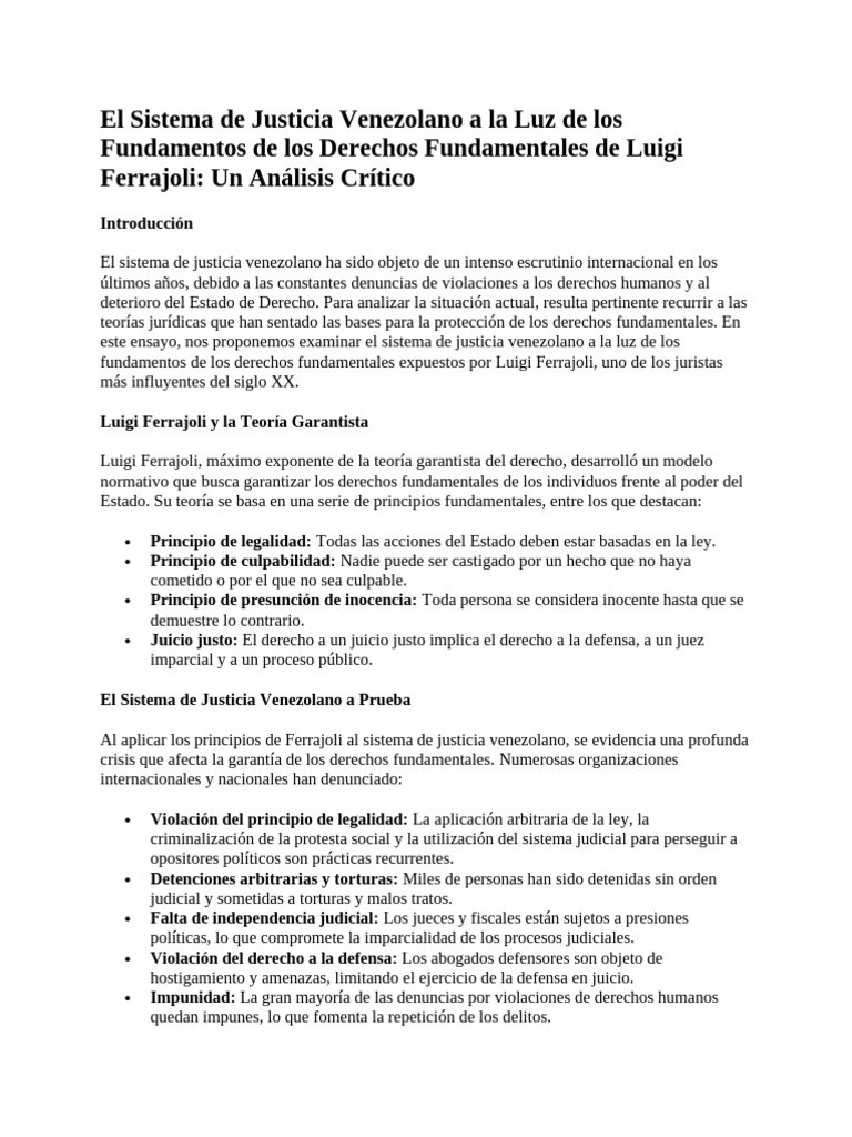 El Sistema de Justicia Venezolano A La Luz de Los Fundamentos de Los ...