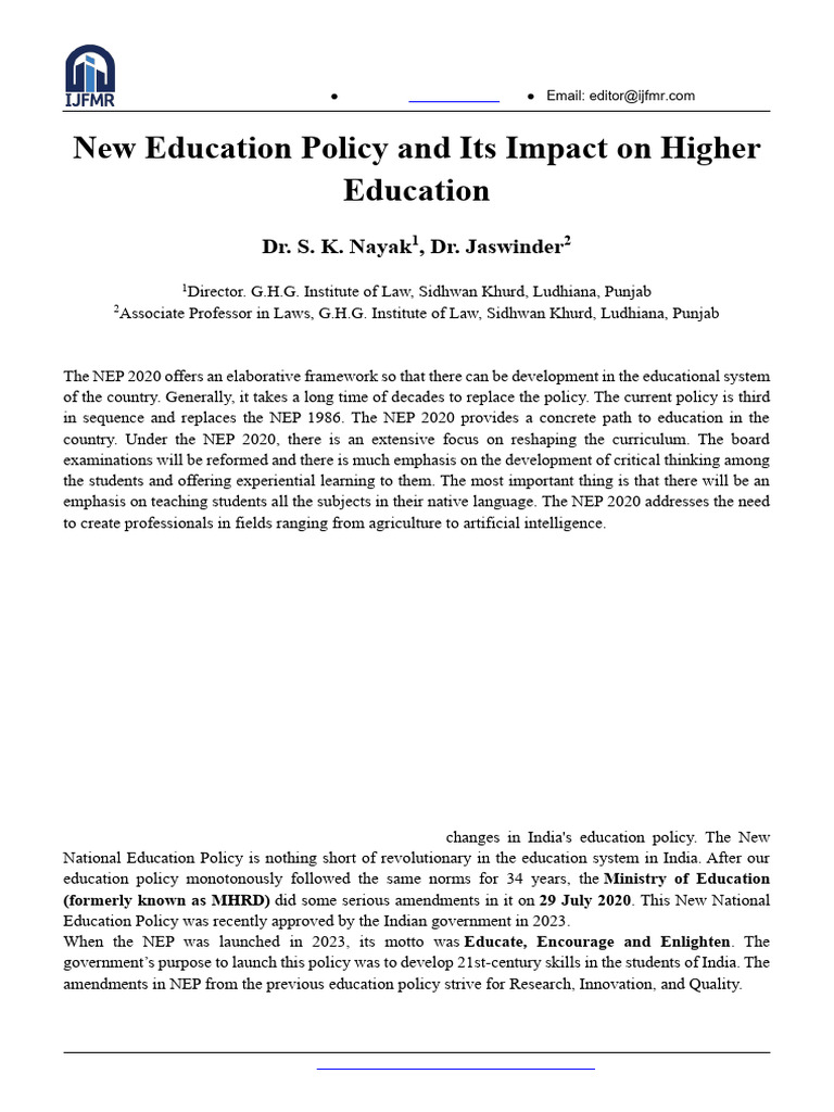 Impact of NEP On HE | PDF | Academic Degree