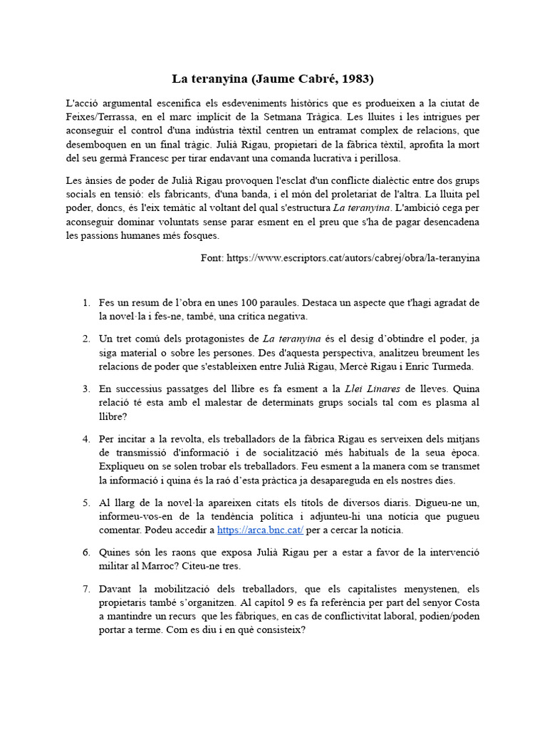 La Teranyina | PDF