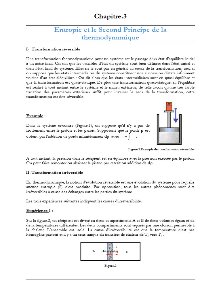 Second Principe de la Thermodynamique | PDF | Chaleur | Entropie