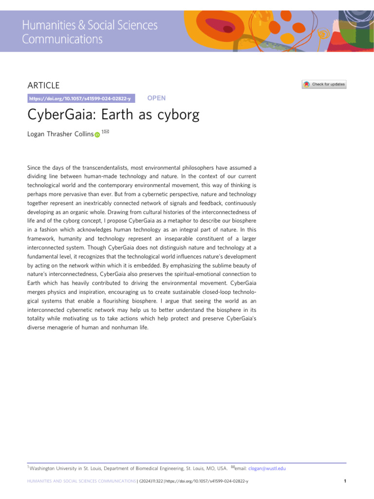 CyberGaia: Merging Nature and Technology | PDF | Gaia Hypothesis | Cyborg