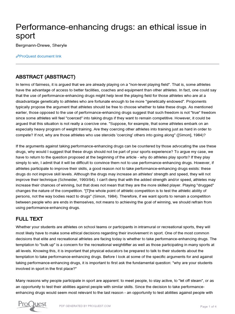 Ethical Dilemma: Drugs in Sports | PDF | Doping In Sport | Sports