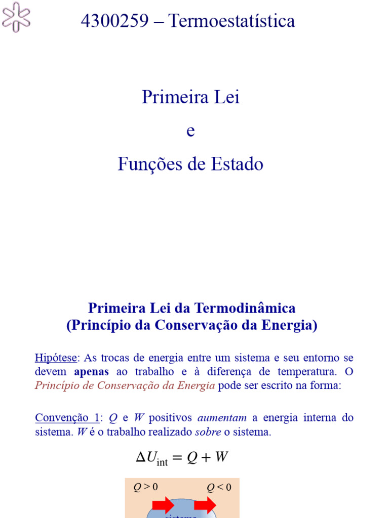 Primeira Lei da Termodinâmica e Aplicações | PDF | Termodinâmica ...