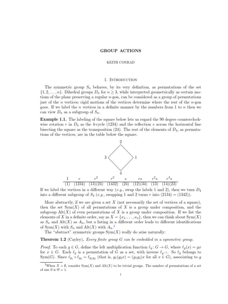 Understanding Group Actions | PDF | Group (Mathematics) | Mathematical ...