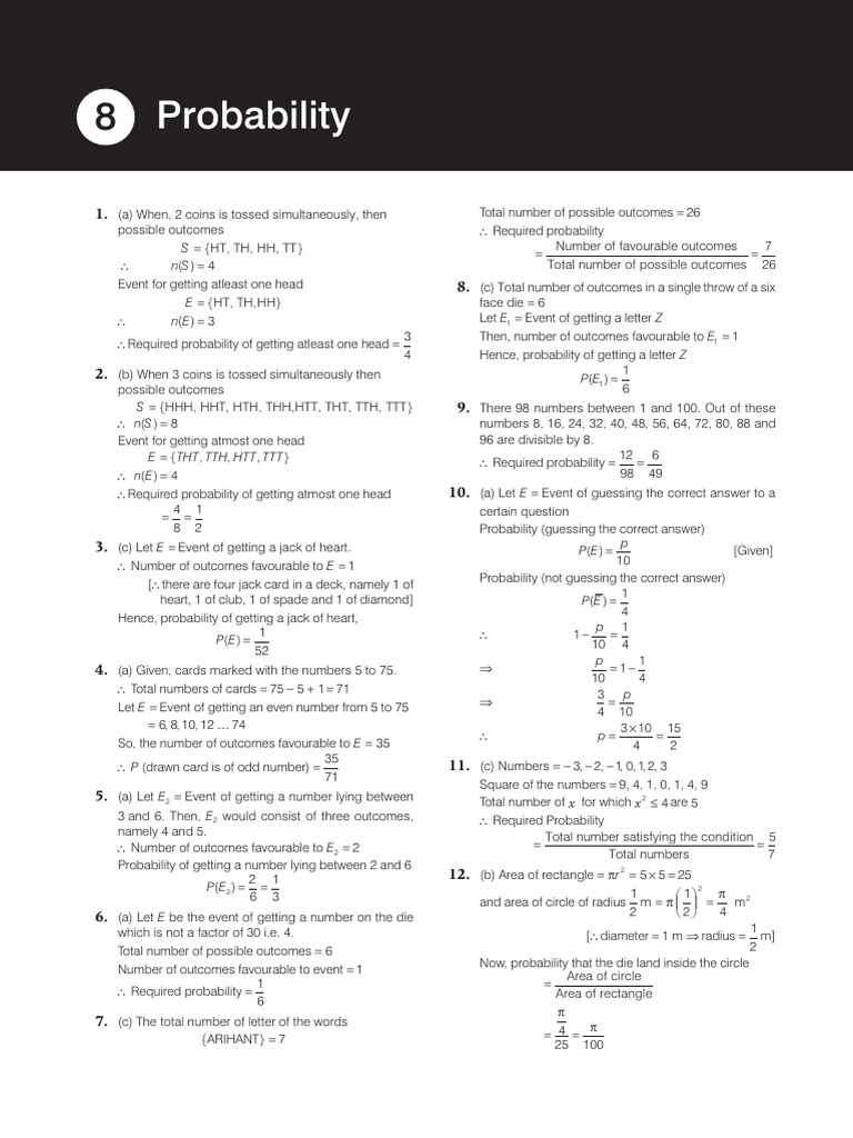 SQPMath10StandardCh 08probability | PDF | Numbers | Science
