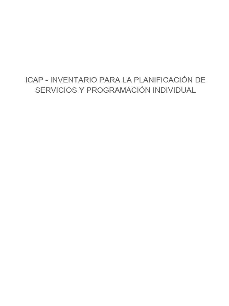 ICAP: Inventario para Planificación Individual | PDF