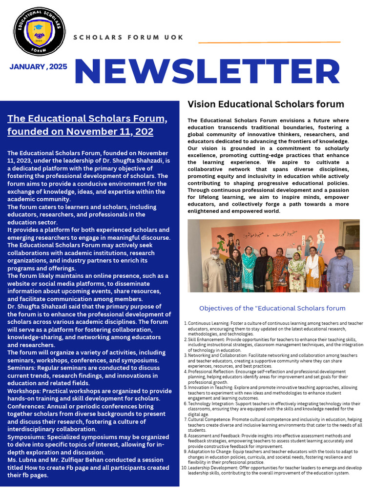 Educational Scholars Forum Newsletter | PDF | Teachers | Collaboration
