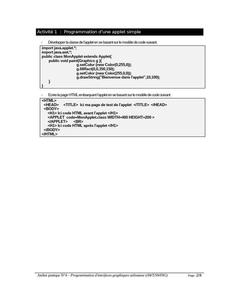 Programmation AWT et SWING en Java | PDF | Plateforme Java ...