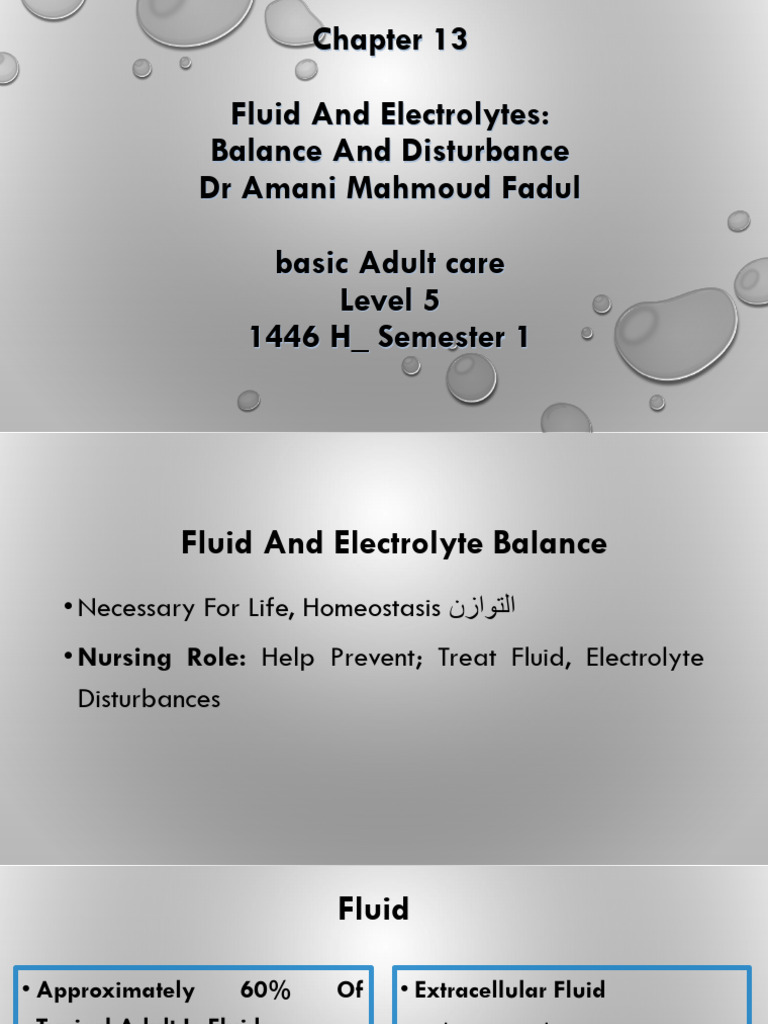 Fluid and Electrolyte Balance in Adults | PDF | Dehydration | Electrolyte