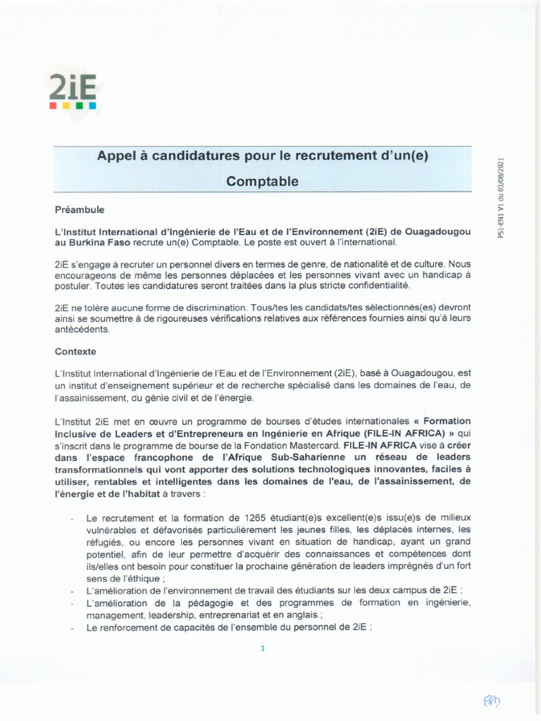 Appel A Candidatures Pour Le Recrutement Dun Comptablepdf | PDF
