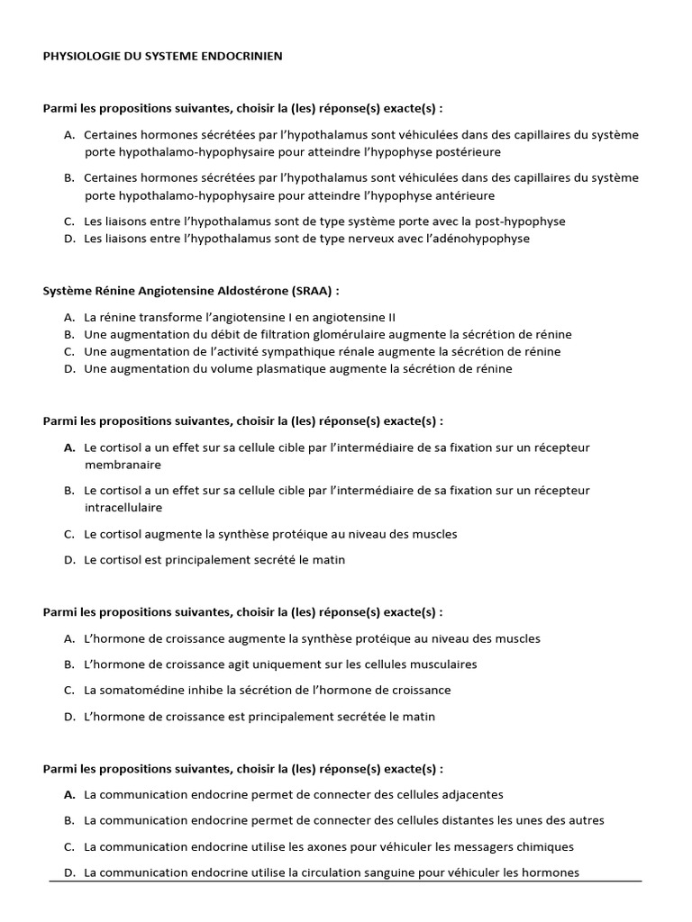 Physiologie du Système Endocrinien | PDF | Thyroïde | Pancréas