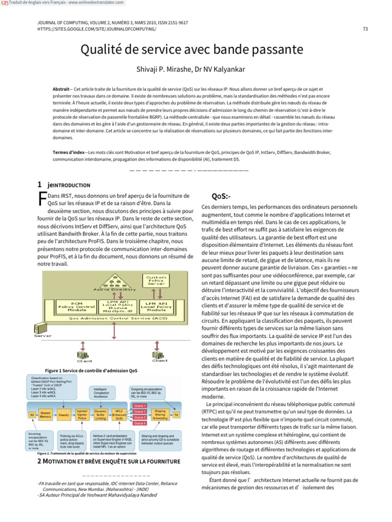 Gestion de la QoS sur réseaux IP | PDF | Qualité de service ...