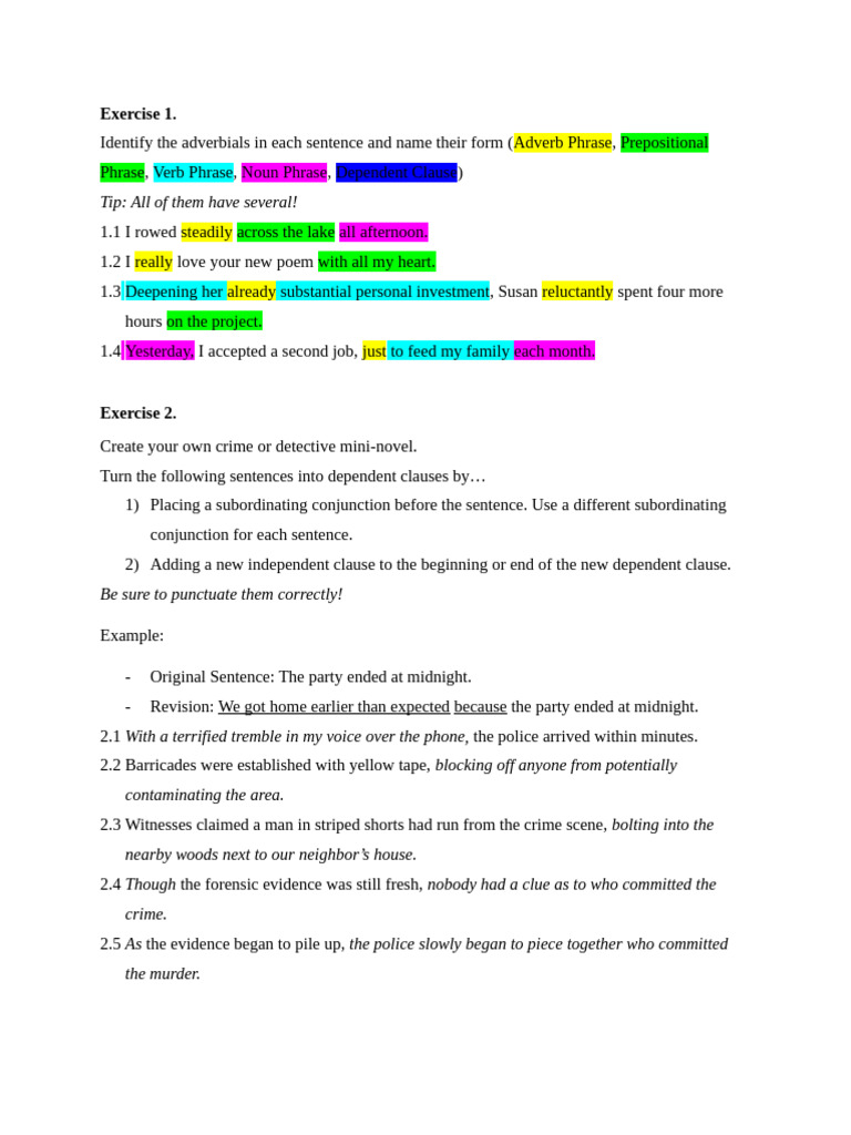 Advanced Grammer Homework Ten | PDF