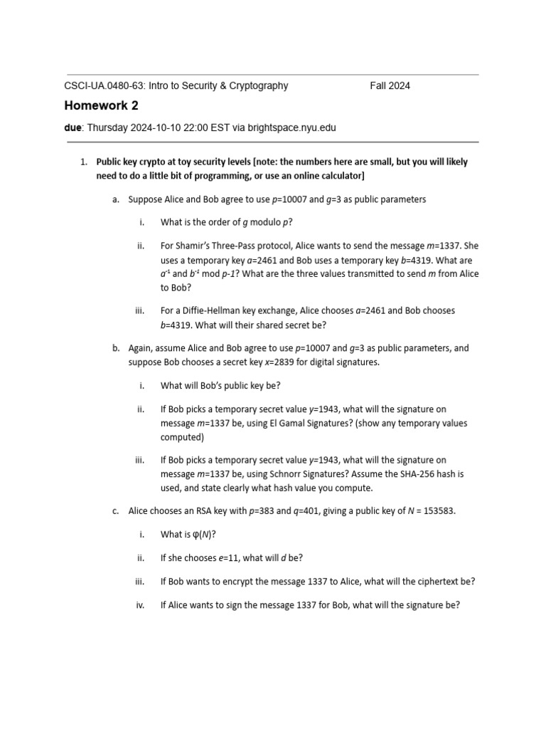 HW 2 | PDF | Public Key Cryptography | Algorithms
